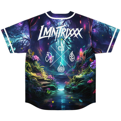 LMNTRIXXX Dark Purple Enchanted Glowing Rave Baseball Jersey