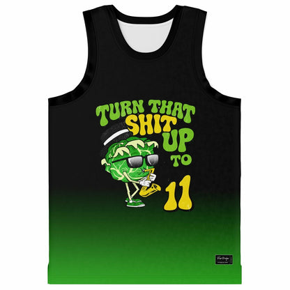 Black Green Cartoon Cannabis Rave Basketball Jersey