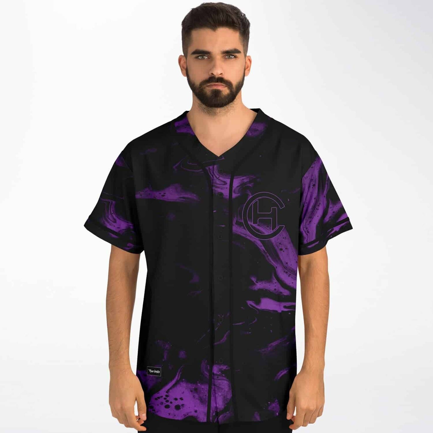 Hamdi Black Purple Swirling Marble Rave Baseball Jersey