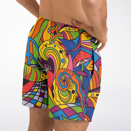Rainbow 60S Psychedelic Rave Swim Trunks