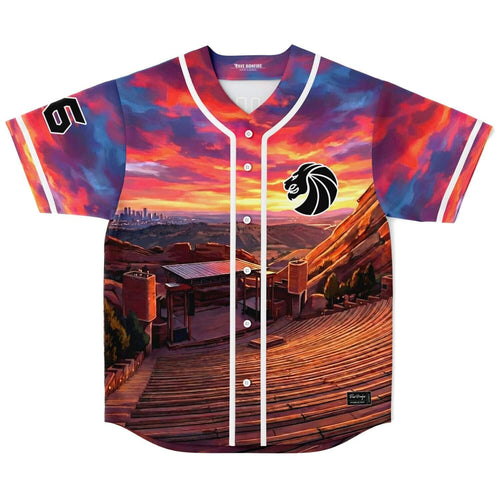 Seven Lions Fiery Sunset Painted Red Rave Baseball Jersey