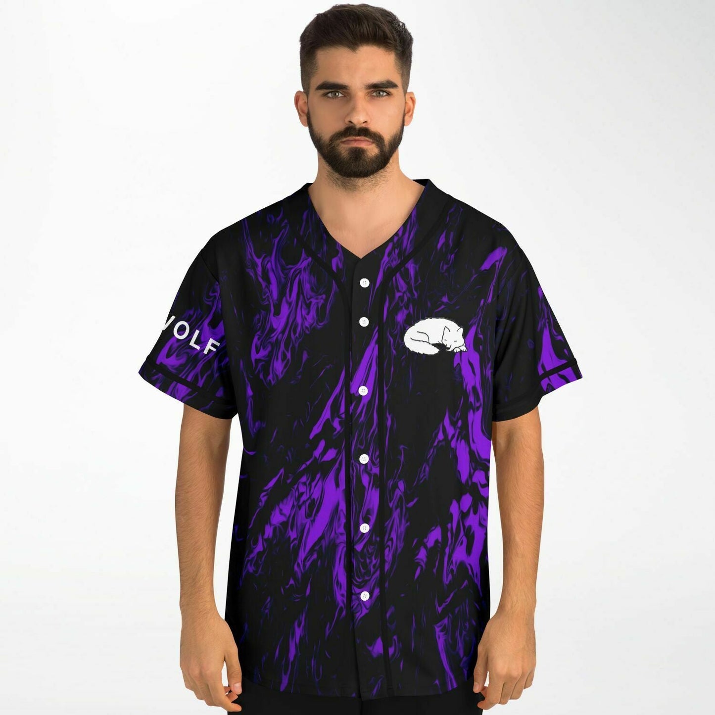 Jai Wolf Black Vivid Purple Liquid Rave Baseball Jersey