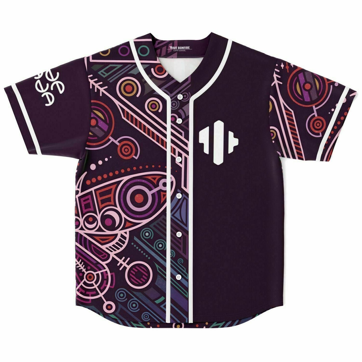 Deep Aubergine Ornate Symmetrical Rave Baseball Jersey