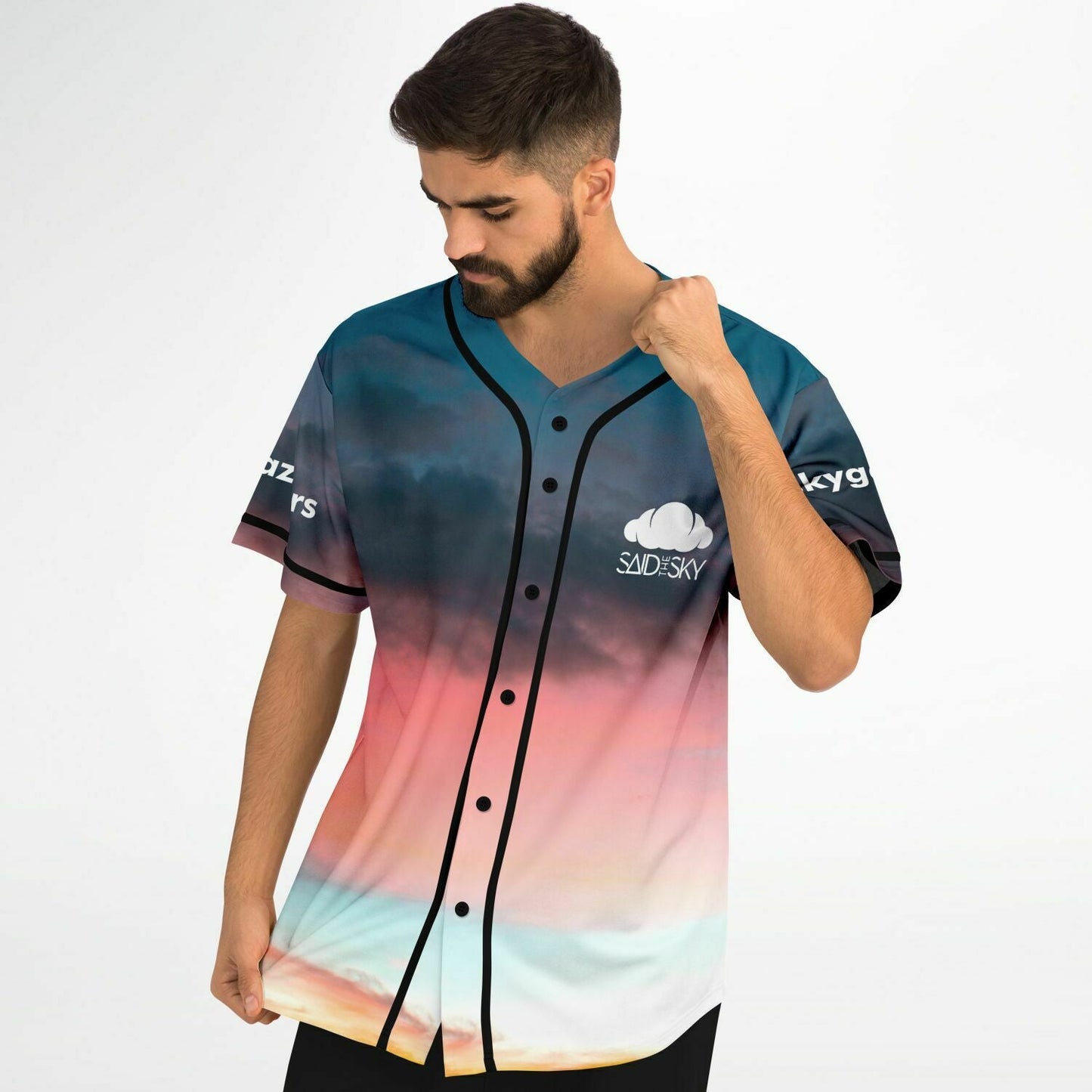 Said The Sky Teal Photographic Sunset Rave Baseball Jersey
