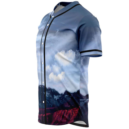 Blue Grey Photographic Mountain Rave Baseball Jersey