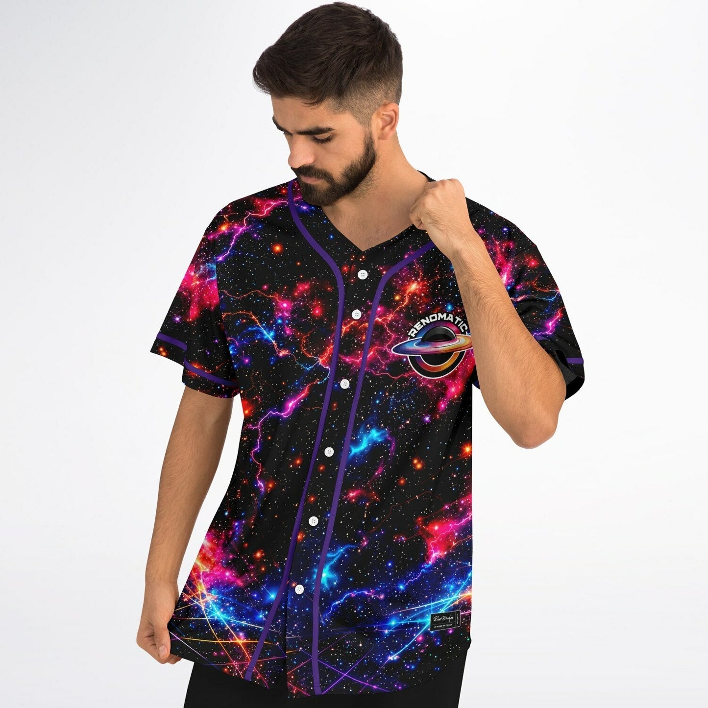 Renomatic Black Cosmic Galaxy Rave Baseball Jersey