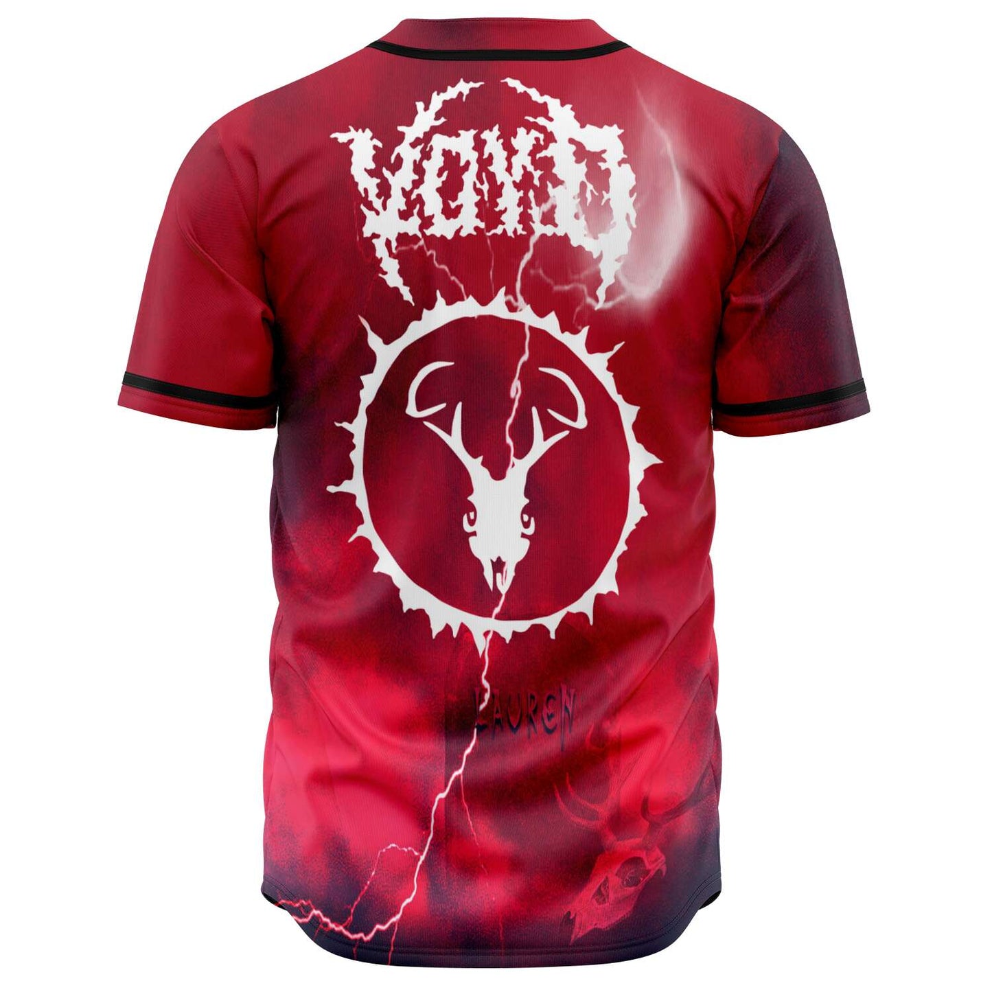 SVDDEN DEATH Deep Red Lightning Storm Rave Baseball Jersey