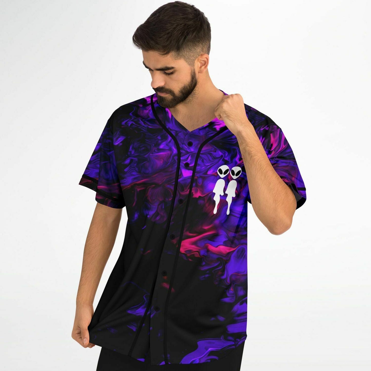 Purple Liquid Marbled Rave Baseball Jersey