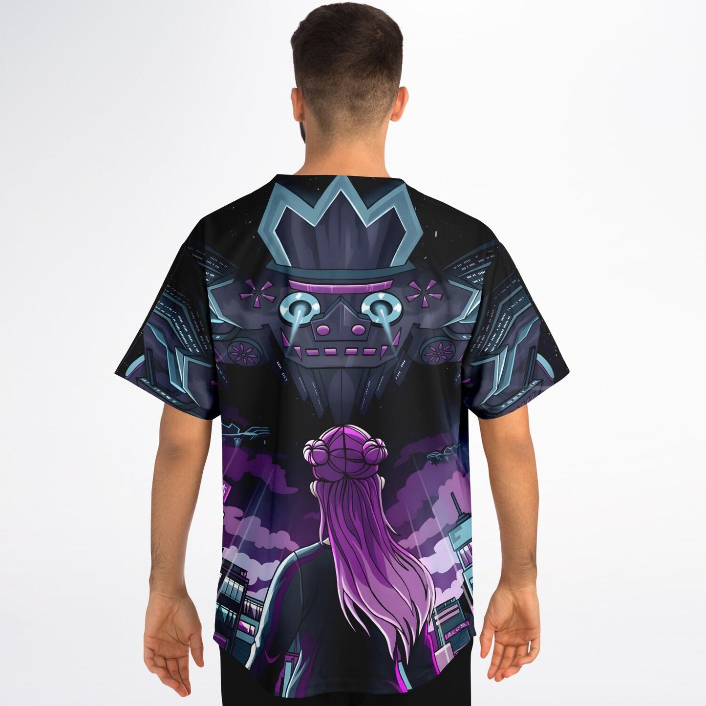 Black Purple Cosmic Starfield Rave Baseball Jersey