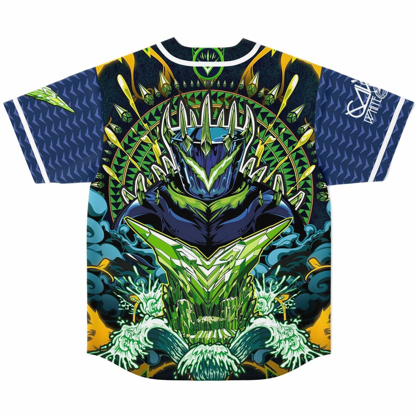 Navy Blue Armored Demon Rave Baseball Jersey