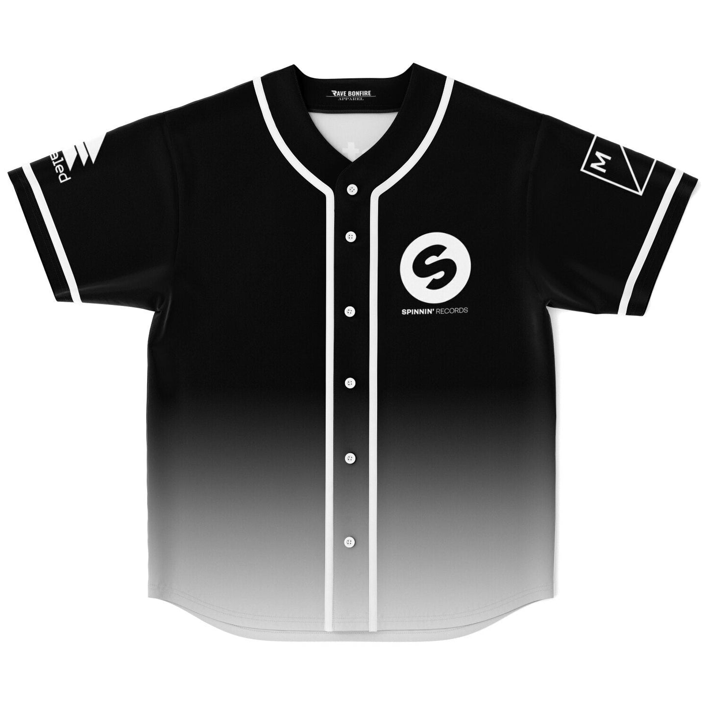 Black White Minimal Gradient Rave Baseball Jersey