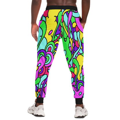 Black Cuffs Abstract Groovy Rave Joggers