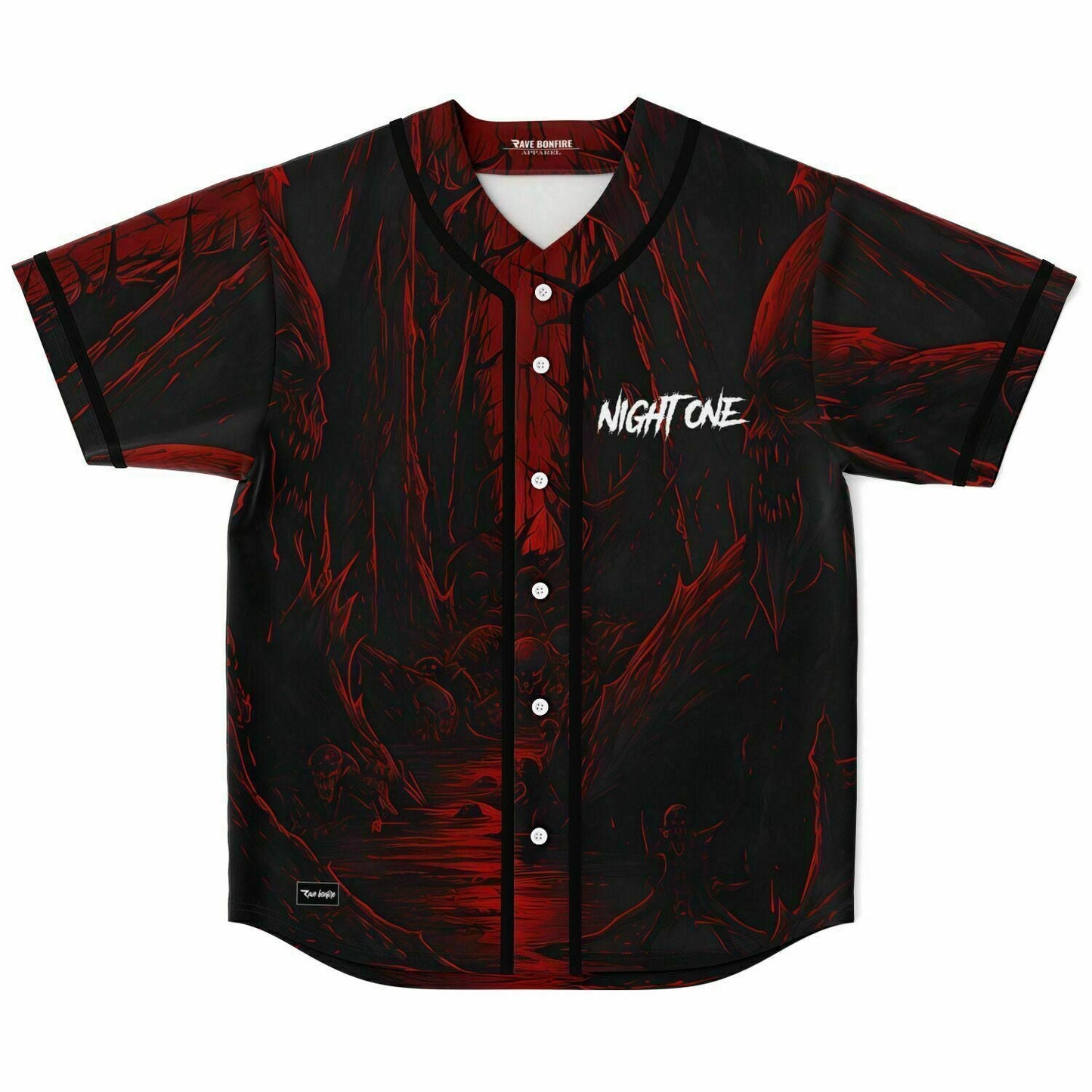 Deep Red Dark Horror Rave Baseball Jersey