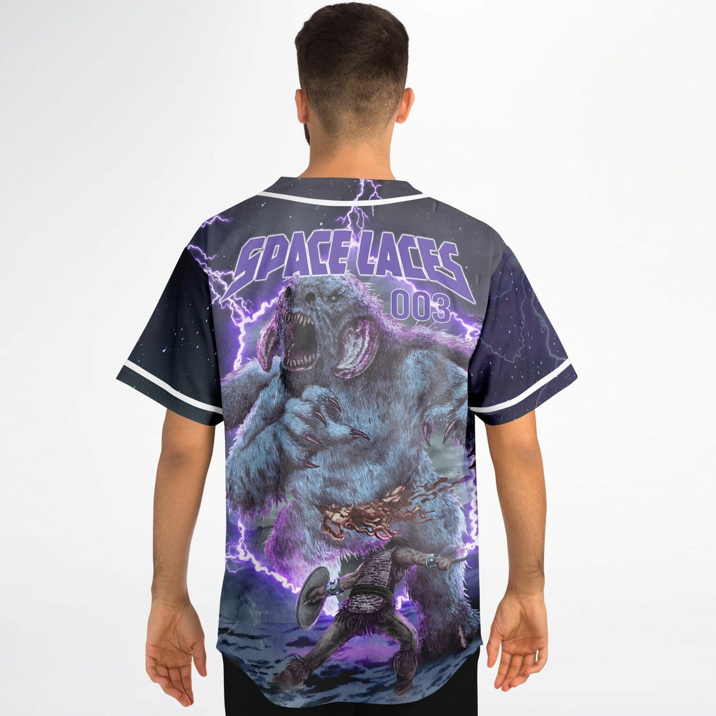 Space Laces Dark Navy Rave Baseball Jersey