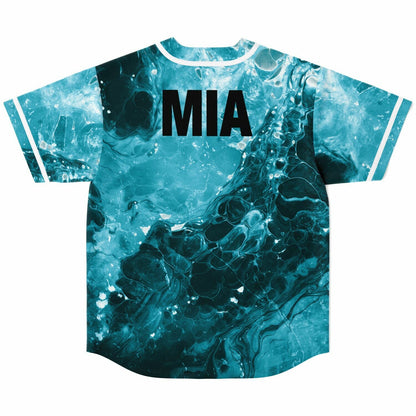 Teal Turquoise Abstract Liquid Rave Baseball Jersey