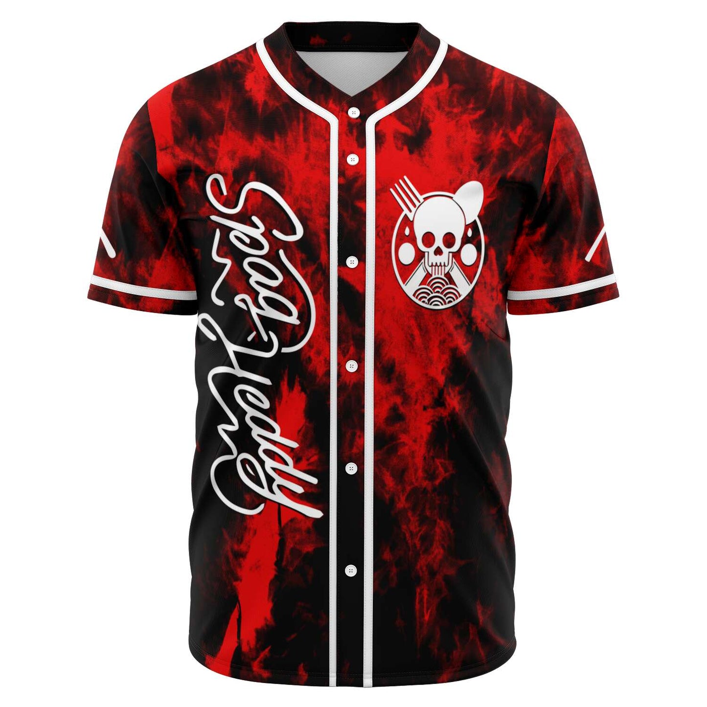 Spag Heddy Red Black Smoky Tie Rave Baseball Jersey