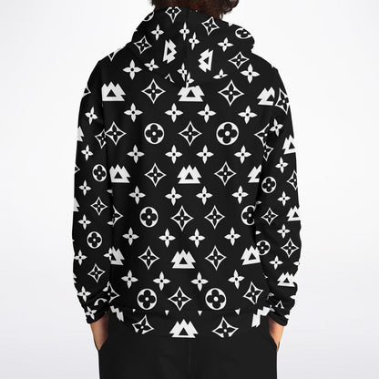 Black Monogram Pattern Rave Hoodie