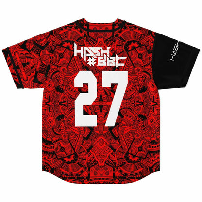 Red Black Dense Tribal Rave Baseball Jersey