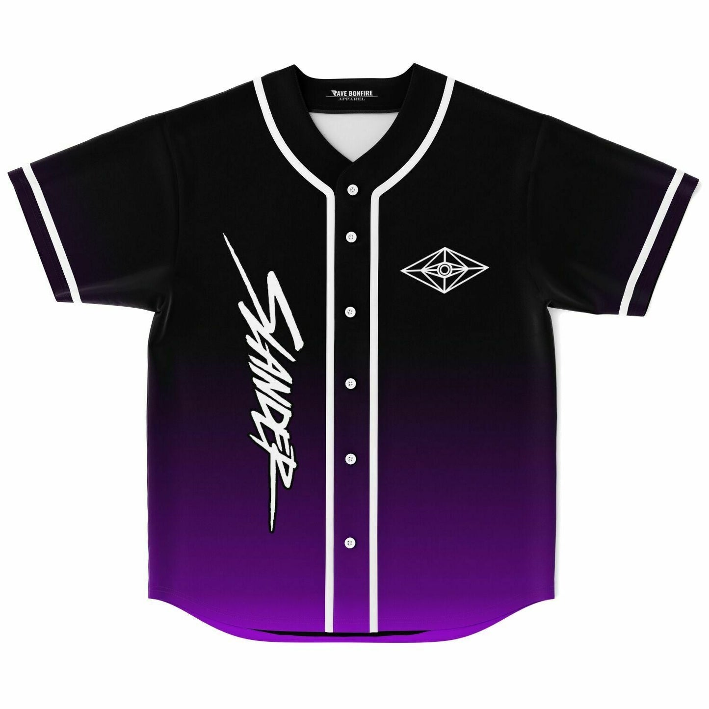 Slander Black Purple Gradient Rave Baseball Jersey