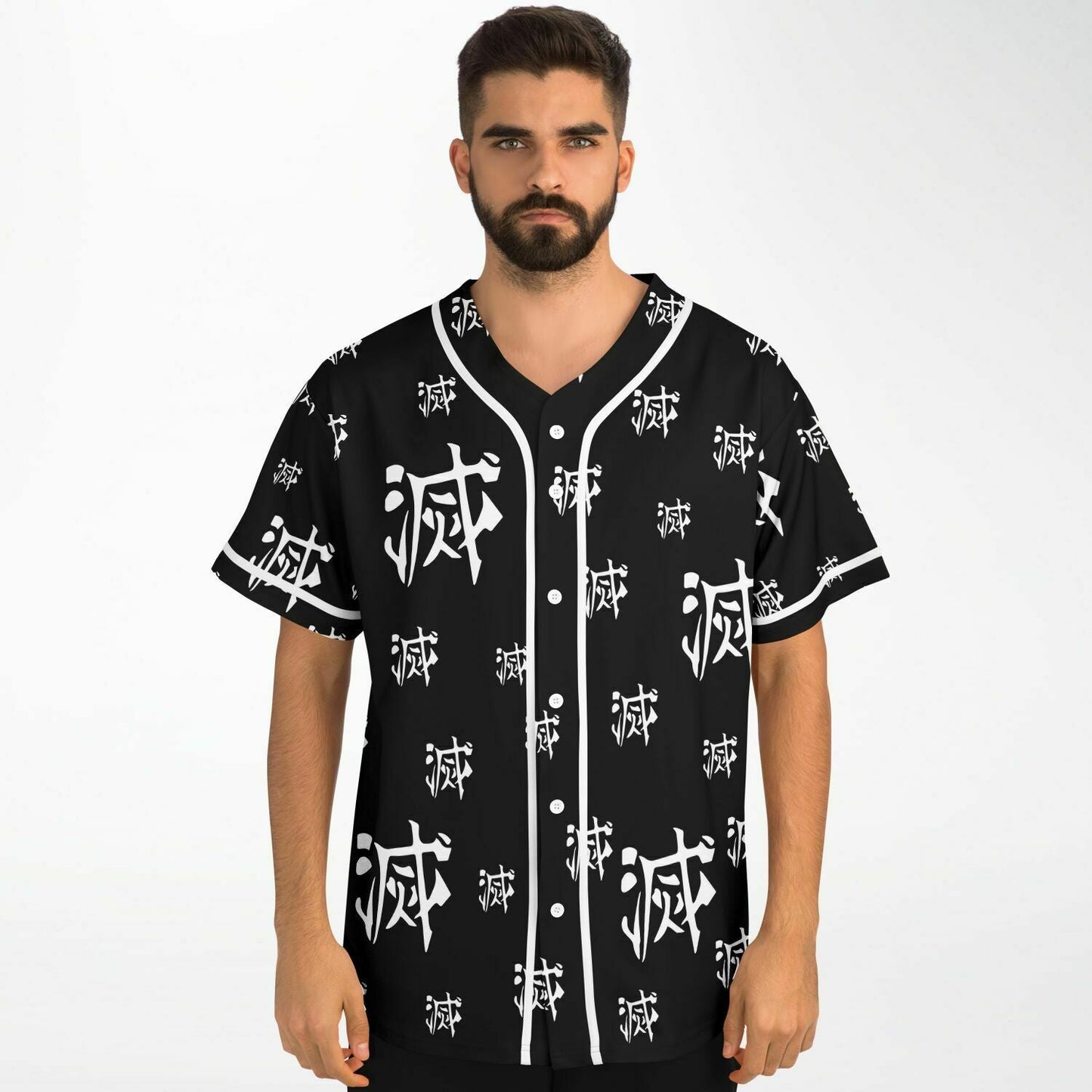 Black Repeating White Rave Baseball Jersey
