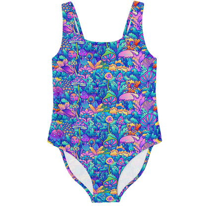 Blue Purple Glowing Psychedelic Rave Swimsuit