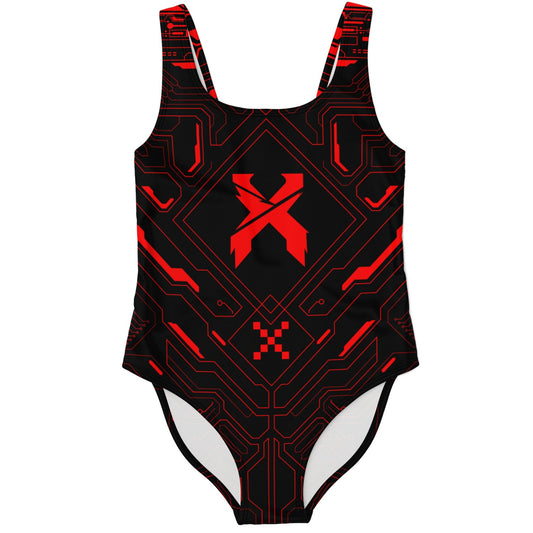 Black Futuristic Circuit Rave Swimsuit