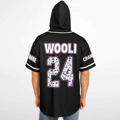 Wooli Black Sports Name Rave Hooded Baseball Jersey