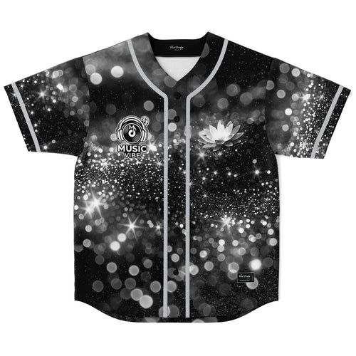 Black White Sparkling Glitter Rave Baseball Jersey