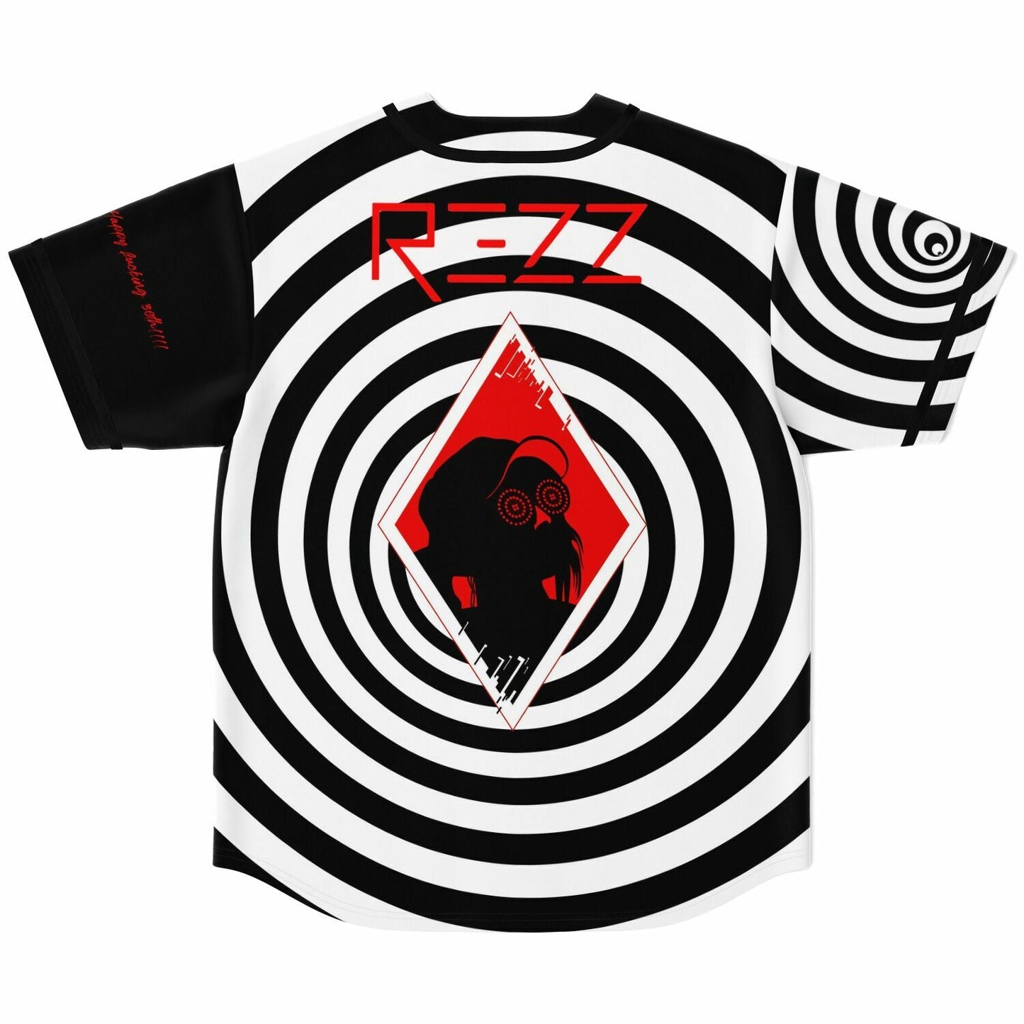 REZZ Black White Concentric Hypnotic Rave Baseball Jersey