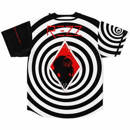 REZZ Black White Concentric Hypnotic Rave Baseball Jersey