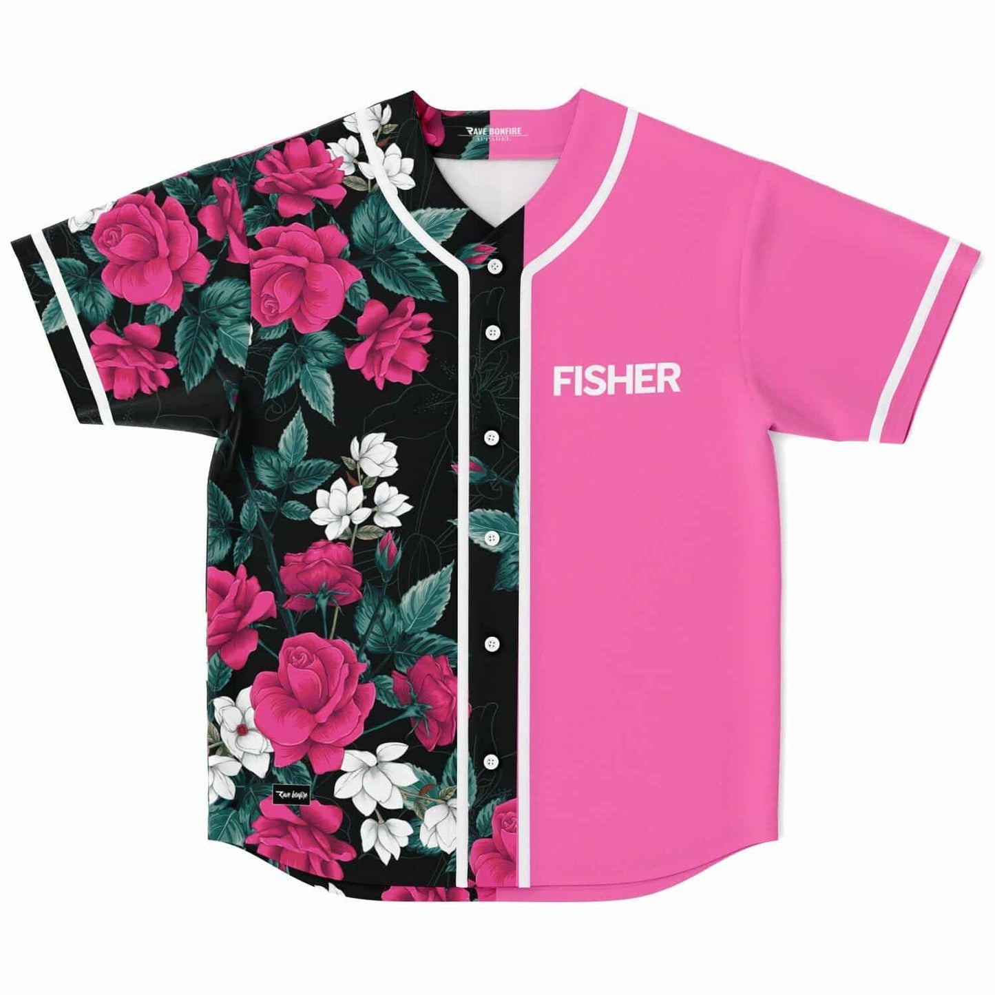 Fisher Hot Pink Split Panel Rave Baseball Jersey