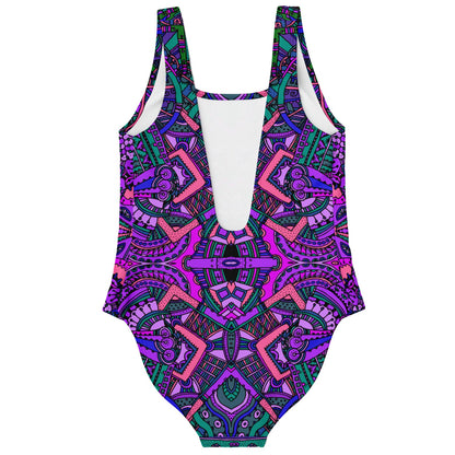 Purple Mirrored Tribal Rave Swimsuit