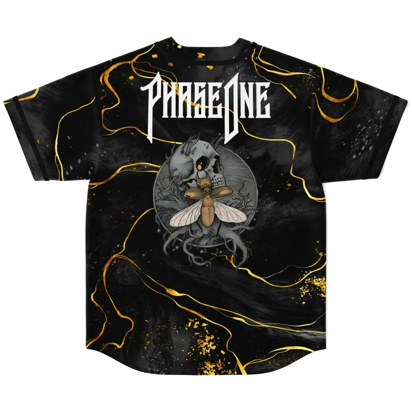 PhaseOne Black Charcoal Marble Rave Baseball Jersey