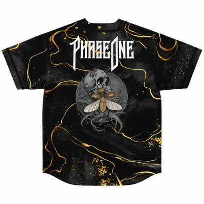 PhaseOne Black Charcoal Marble Rave Baseball Jersey