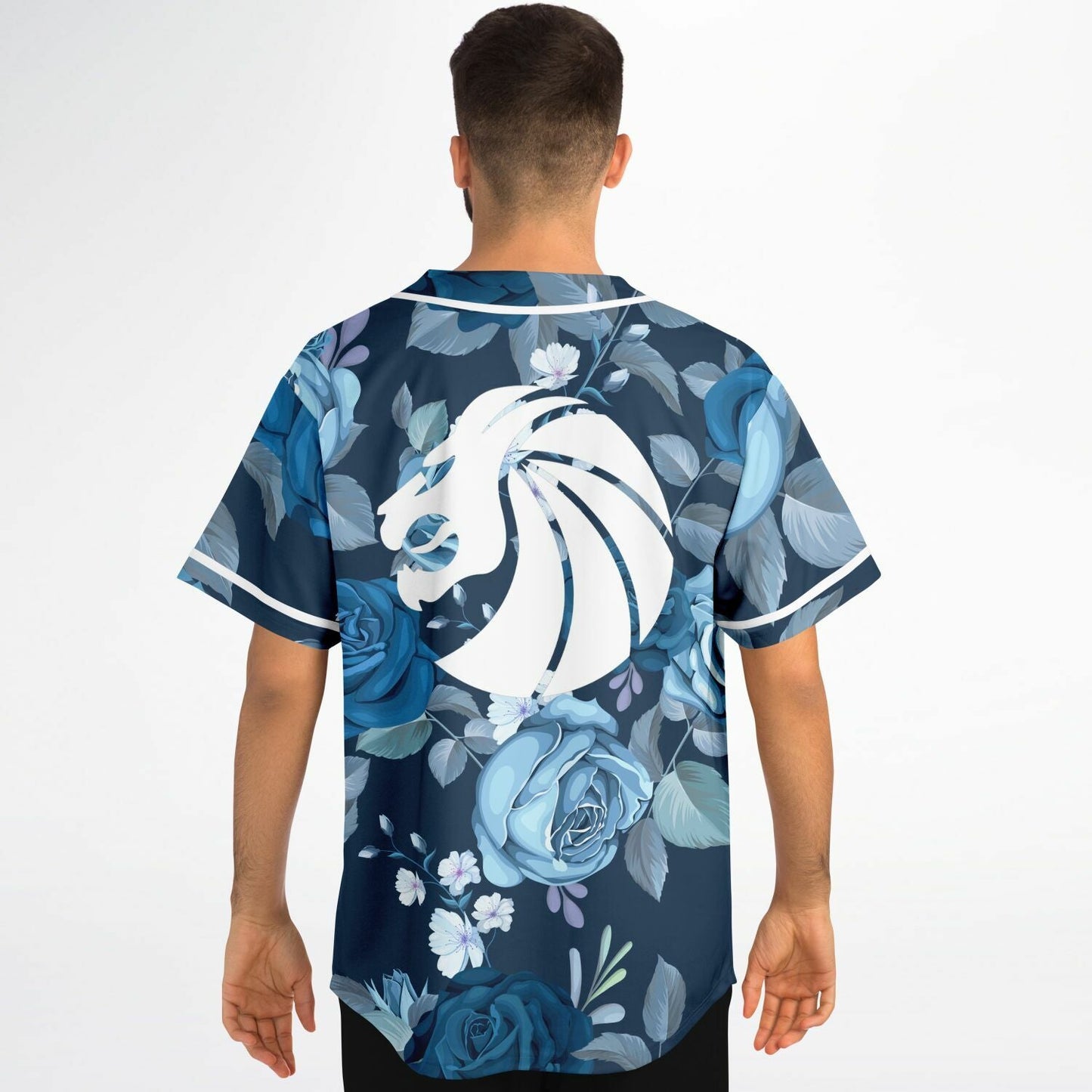 Seven Lions Navy Blue Rose Floral Rave Baseball Jersey