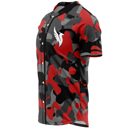 Red Camouflage Rave Baseball Jersey
