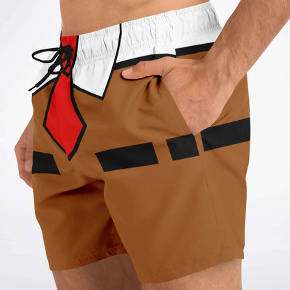 Brown Novelty Trompe Rave Swim Trunks