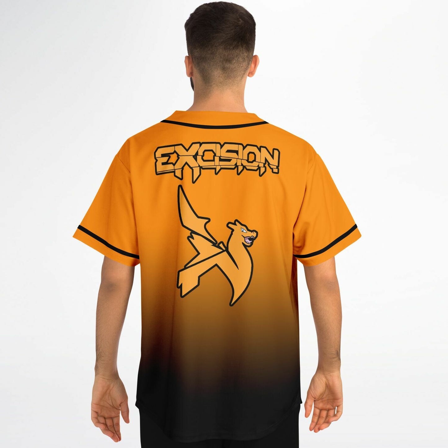 Excision Orange Black Winged X Rave Baseball Jersey