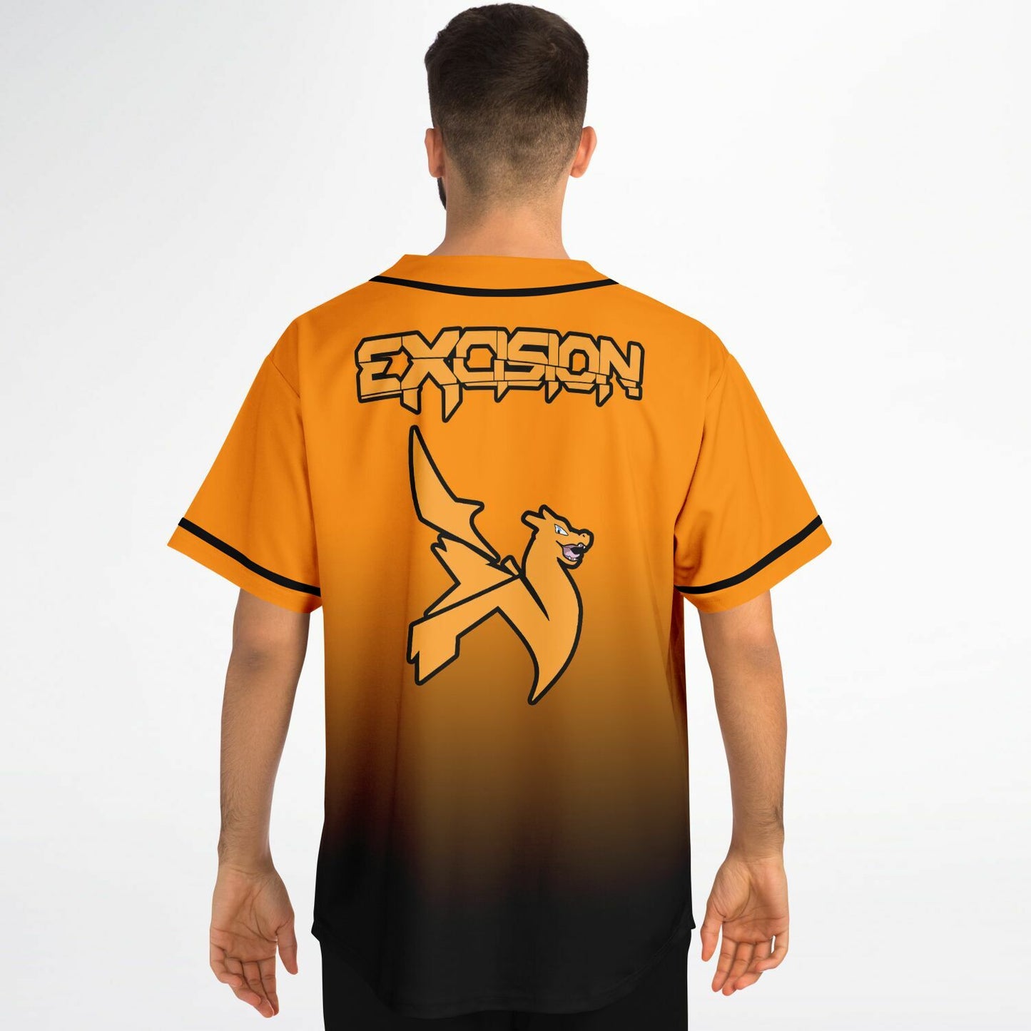 Excision Orange Black Winged X Rave Baseball Jersey
