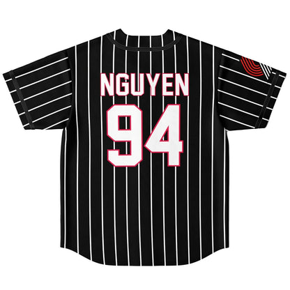 Black Pinstripe Groom Reversible Baseball Jersey