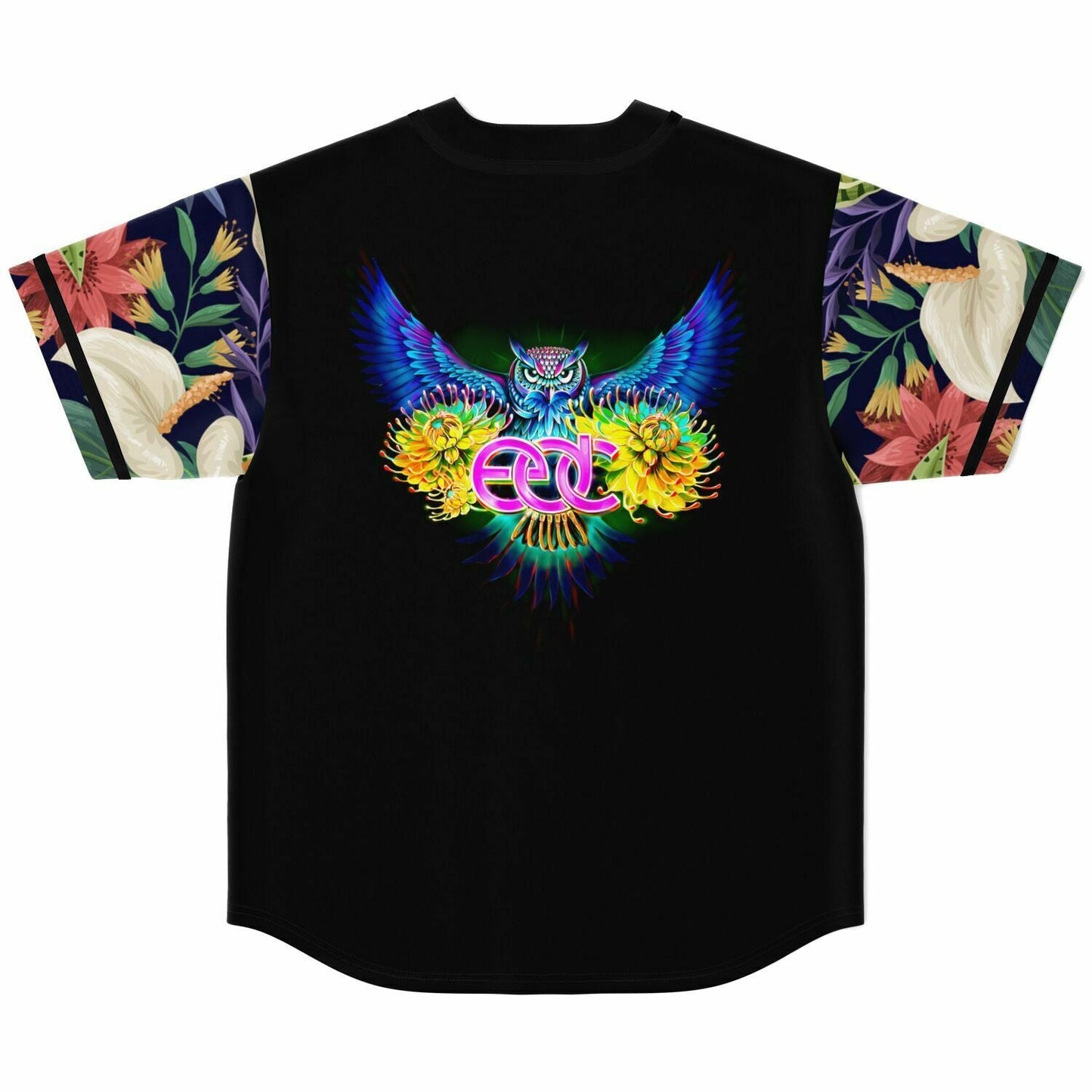 EDC Las Vegas 2023 Black Panel Tropical Jungle Rave Baseball Jersey