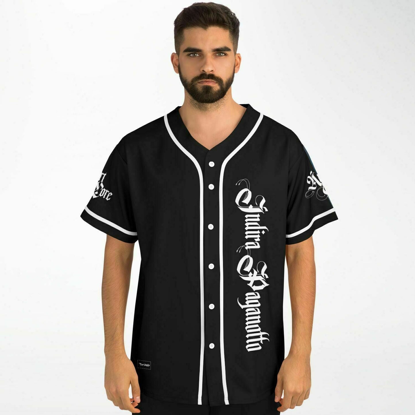 Judith Paganini Black Blackletter Chest Rave Baseball Jersey