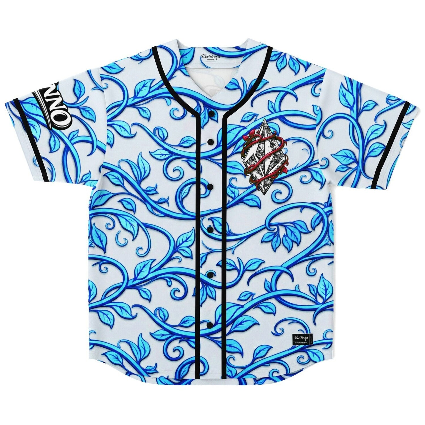 White Blue Leafy Rave Baseball Jersey