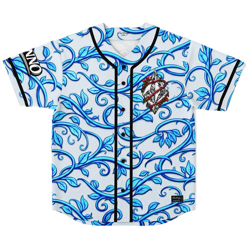White Blue Leafy Rave Baseball Jersey