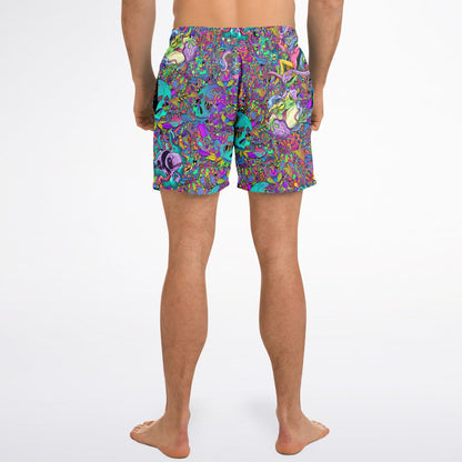 — Teal Dense Psychedelic Rave Swim Trunks