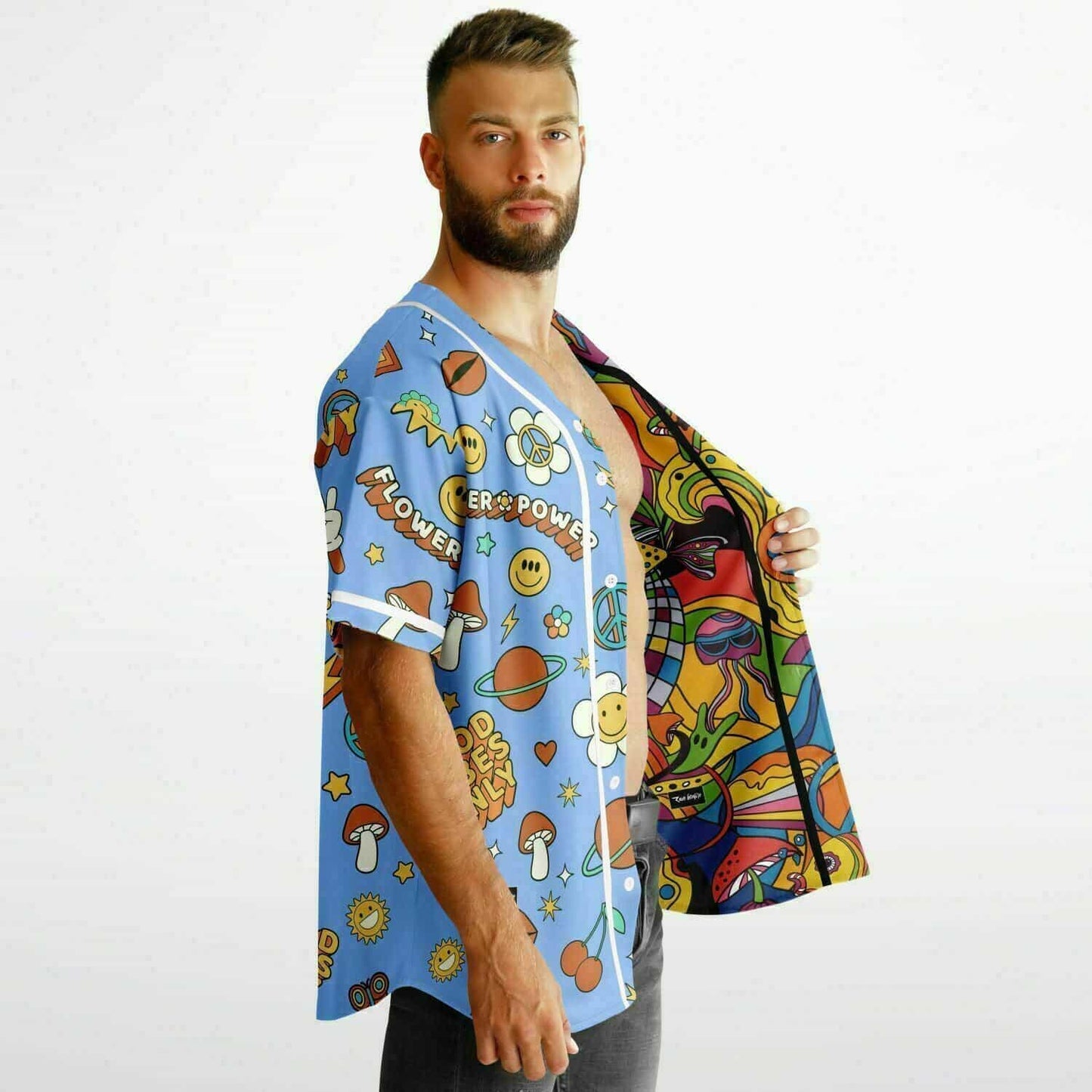 Stay Groovy Retro 70s Flower Power Reversible Baseball Jersey