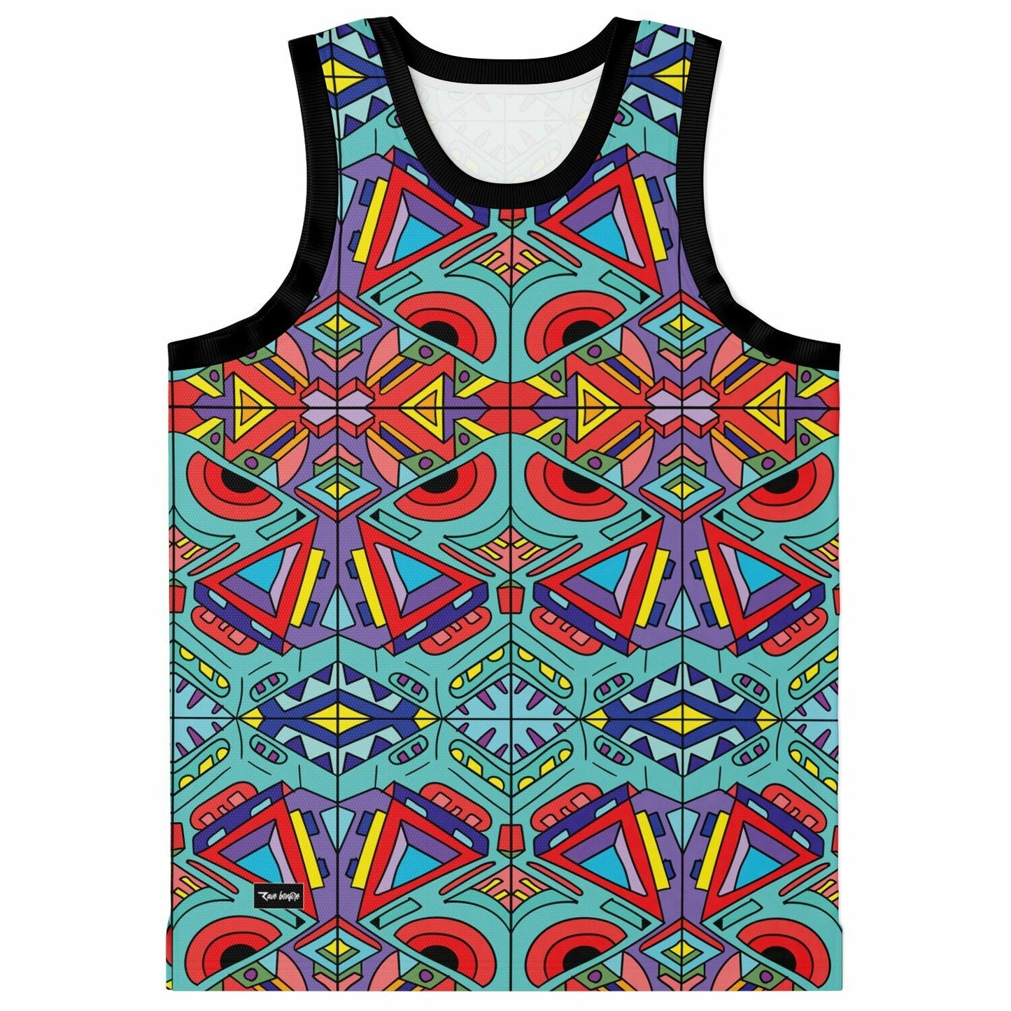 LSDREAM Turquoise Symmetrical Kaleidoscopic Rave Basketball Jersey