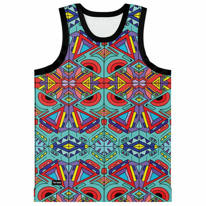 LSDREAM Turquoise Symmetrical Kaleidoscopic Rave Basketball Jersey