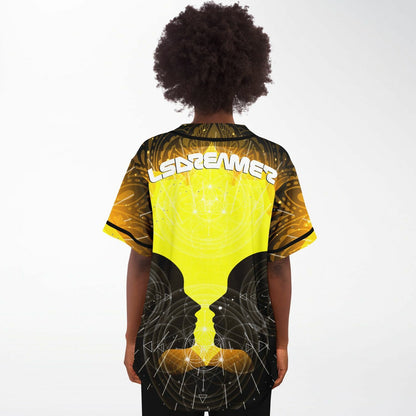 LSDREAM Yellow Black Glowing Lotus Rave Baseball Jersey