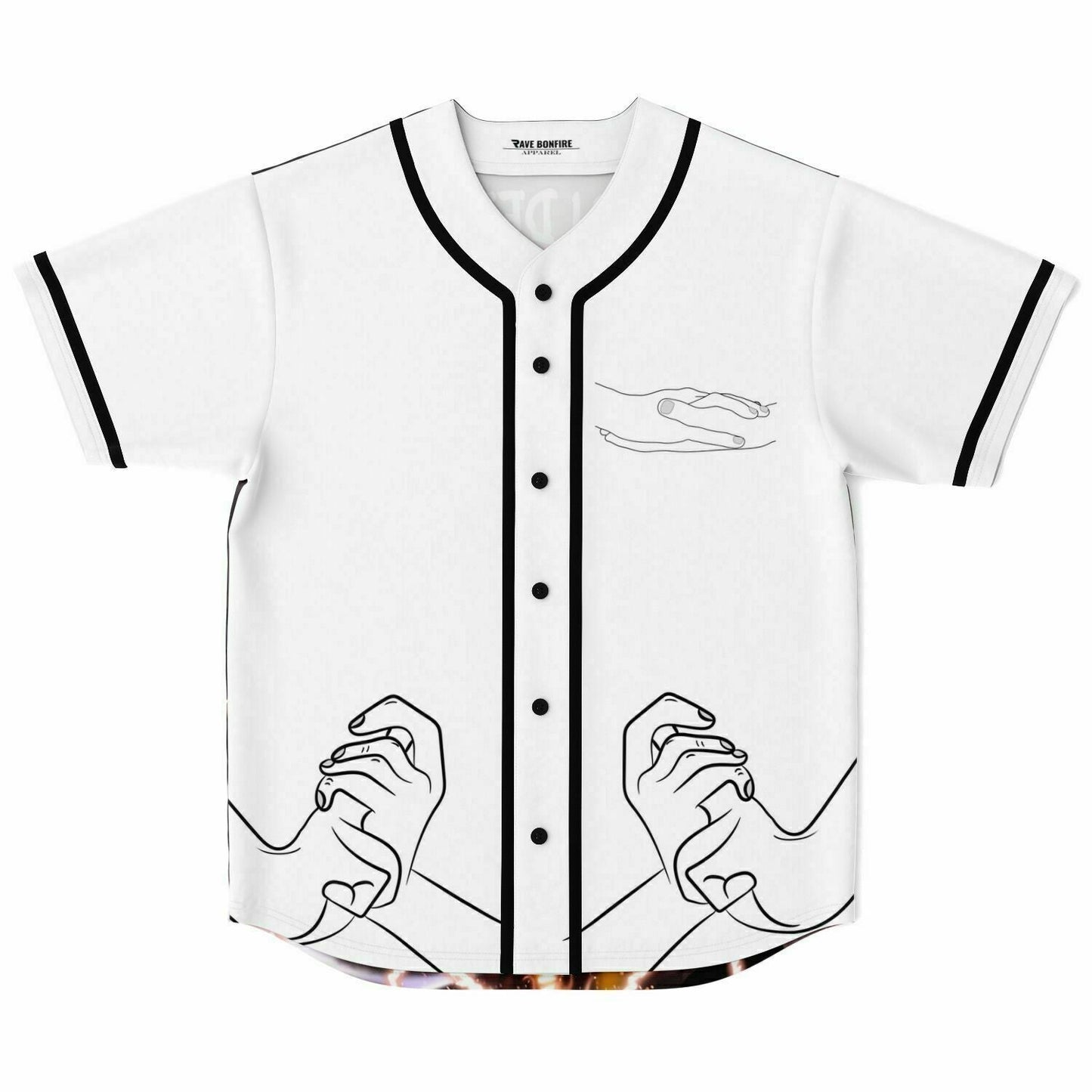 White Body Minimalist Black Rave Baseball Jersey